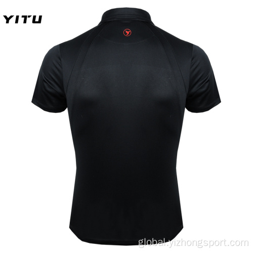 Fitness Polo Shirt Polyester Moisture Wicking Dry Fit Polo Shirt Black Manufactory